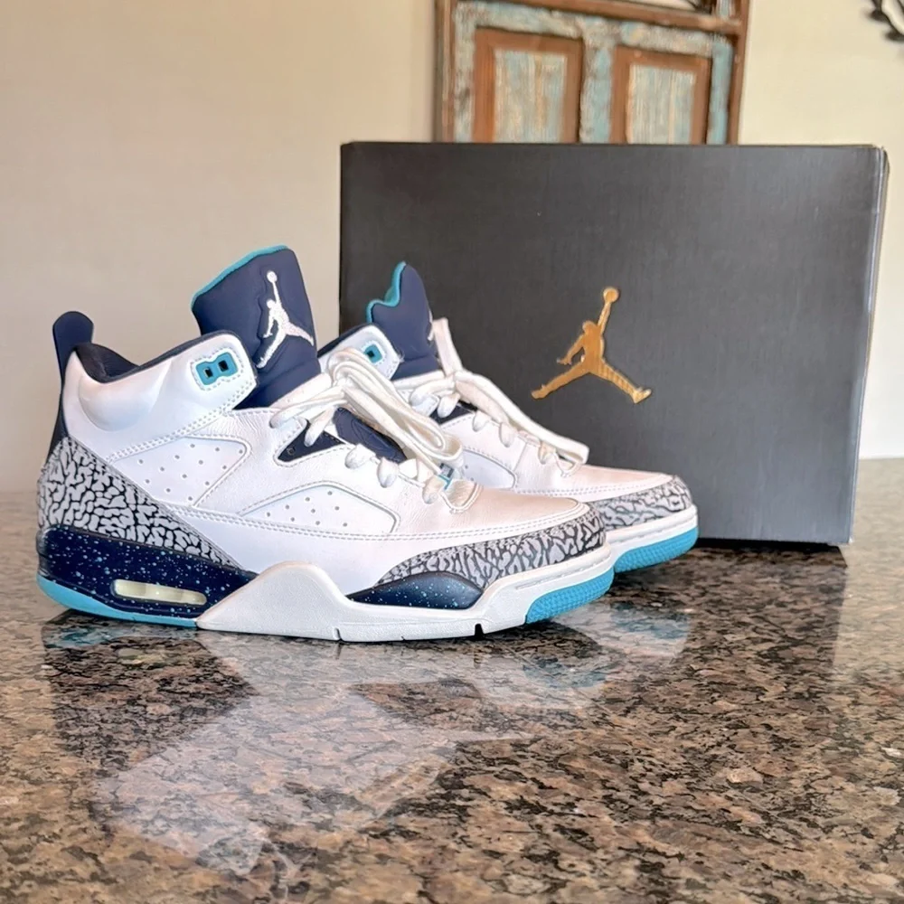 Air Jordan son of low Mars Hornets White and Blue Sneakers EUC 10.5